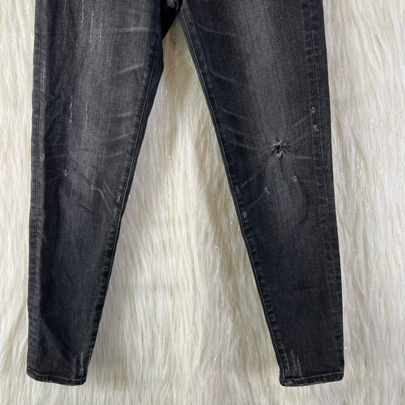 Moussy Vintage Belver Skinny Jeans Black Wash Denim Distressed Stretch Size 23 - Picture 5 of 12